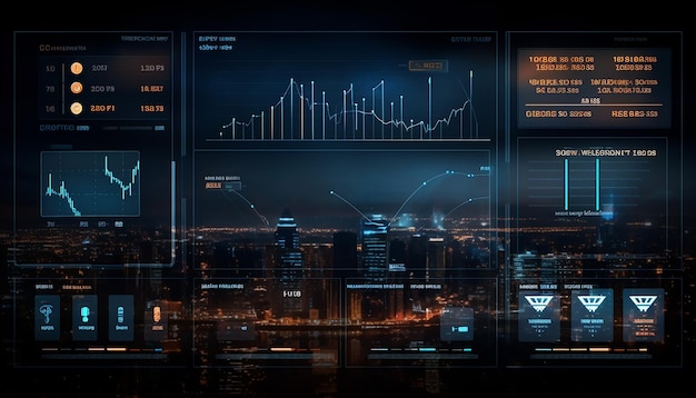 Futuristische digitale Finanzmarktgrafik-Benutzeroberfläche mit Diagramm Technology hud Grafikkonzept