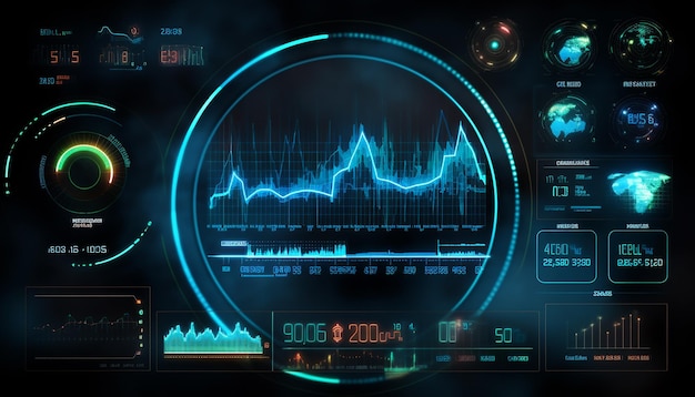 Futuristische digitale Finanzmarktgrafik-Benutzeroberfläche mit Diagramm Technology hud Grafikkonzept