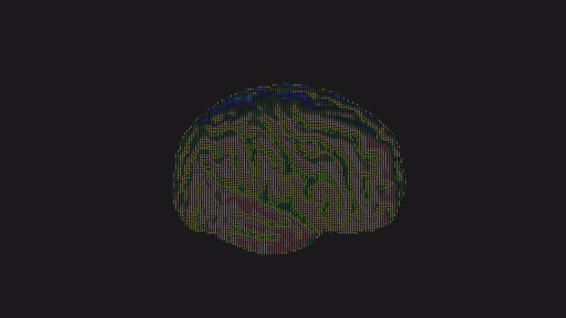 Futuristische digitale virtuelle Gehirnanimation Rotierende künstliche Intelligenz, digitale Gehirn-Gebotsdaten. Modernes, futuristisches Science-Fiction-Video im Hologramm-Stil, 3D-Rendering