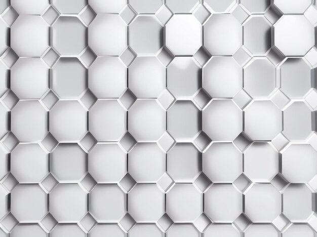 Futuristische Eleganz 3D Honigstockmosaik auf weißem Hintergrund