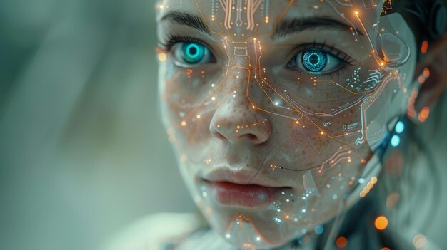 Foto futuristische frau mit blauen augen