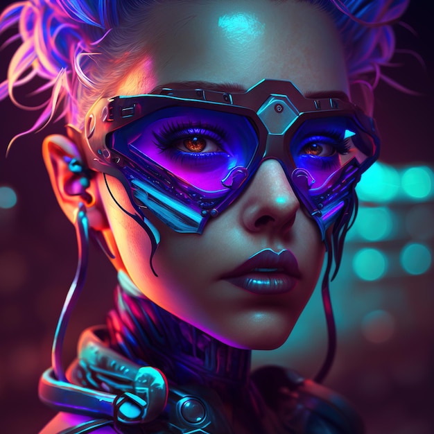 Futuristische Frau mit Brille Generative KI-Technologie