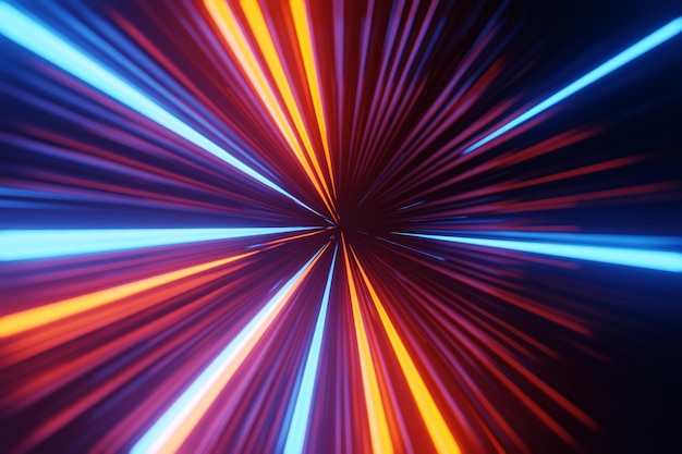 Futuristische Hyperraumgeschwindigkeit Tunnel Light Trail Streaks Hintergrund 3D-Rendering