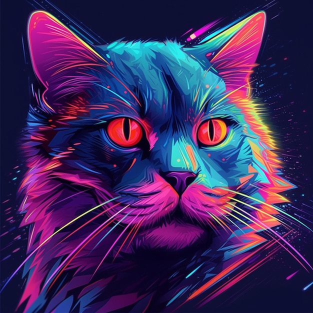 Futuristische Katze im Vaporwave-Stil