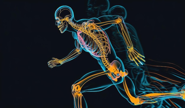 Futuristische medizinische Schnittstelle detaillierte Visualisierung der menschlichen Anatomie und Systeme ergänzt