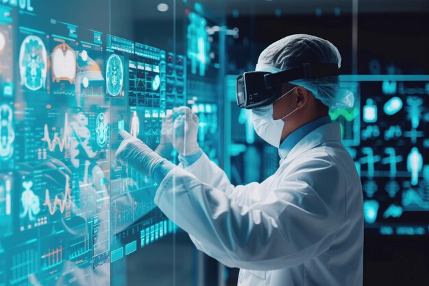 Futuristische medizinische Technologie KI VR Big Data IoT