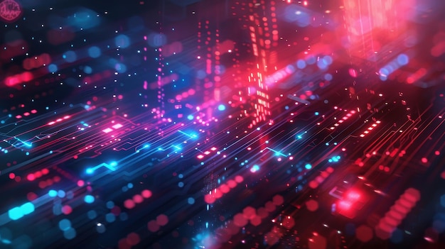 Futuristische Neonlichter Abstrakt Hintergrund in roten und blauen Tönen