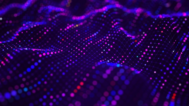 Futuristische Punkte Hintergrund Farbmusik Klangwellen Big Data-Visualisierung 3D-Rendering