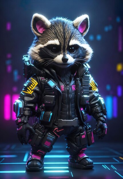 Foto futuristische science-fi-racoon in hoher auflösung