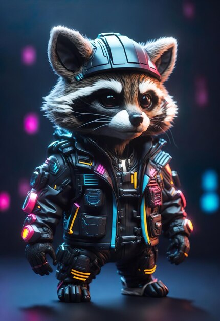 Foto futuristische science-fi-racoon in hoher auflösung