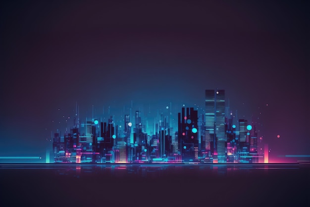 Futuristische Smart City mit Internetkommunikation und Computernetzwerkkonzept