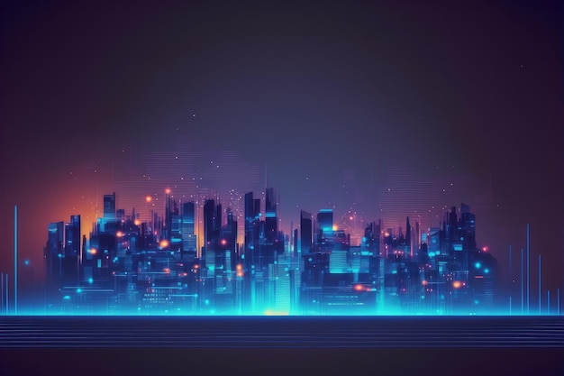 Futuristische Smart City mit Internetkommunikation und Computernetzwerkkonzept