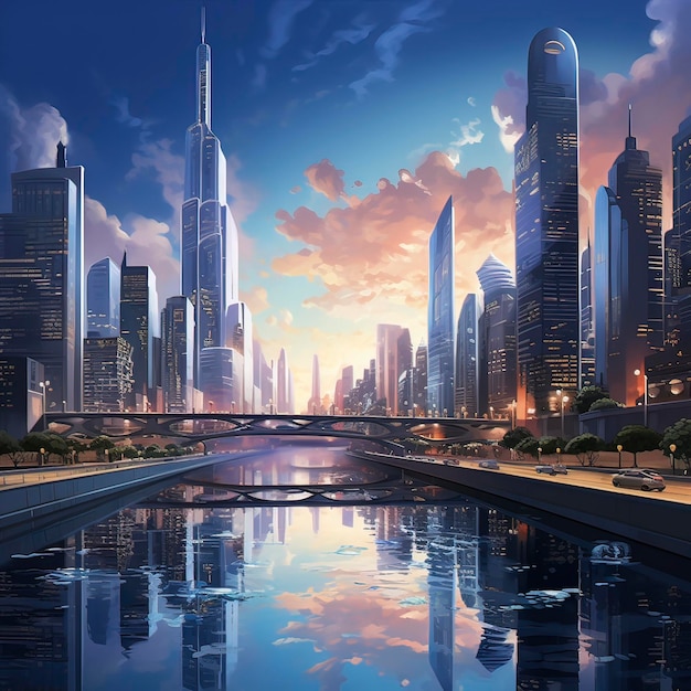 Futuristische Stadtbild-Eleganz AIGenerated Urban Marvel