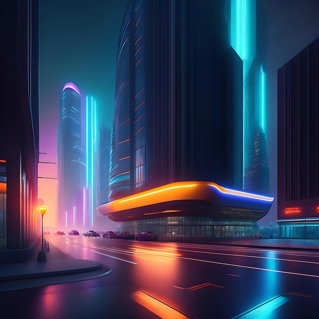 Futuristische Stadtstraße im Cyberpunk-Stil