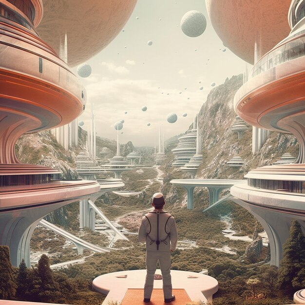 Foto futuristische träume surreal anime landschaften und scifi abenteuer in imaginären welten