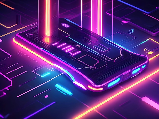 Futuristische verschwommene mobile Tapeten mit Neonlichtformen Hintergrundbild