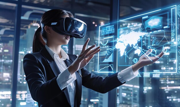 Futuristische virtuelle Büro-Erfahrung mit erweiterter Realität