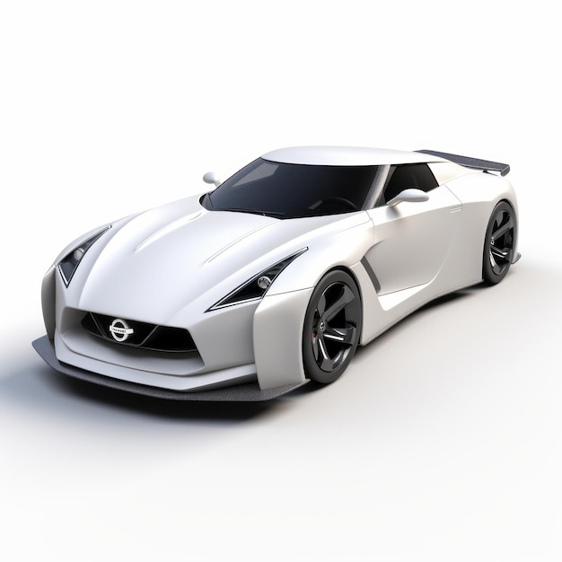 Futuristische weiße Nissan Gtr Supercar 3D-Vorschau