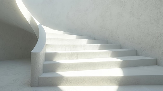 Foto futuristische weiße wendeltreppe in einem minimalistischen architektonischen designkonzept