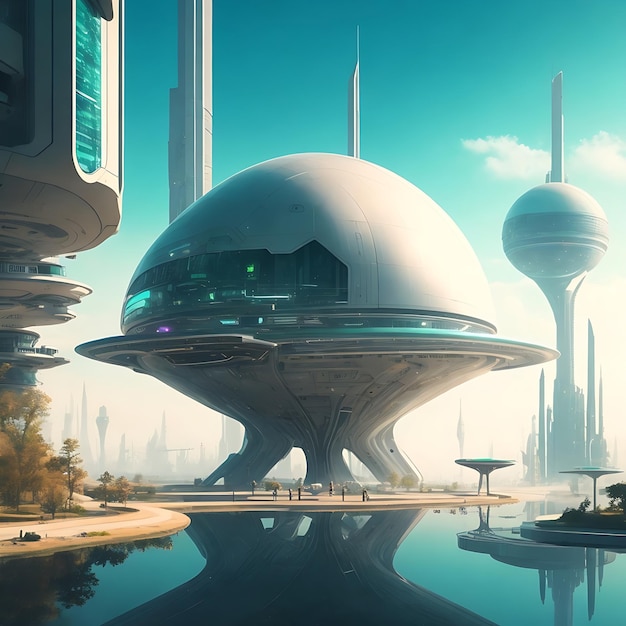 Futuristische Welt und Stadt Generative KI
