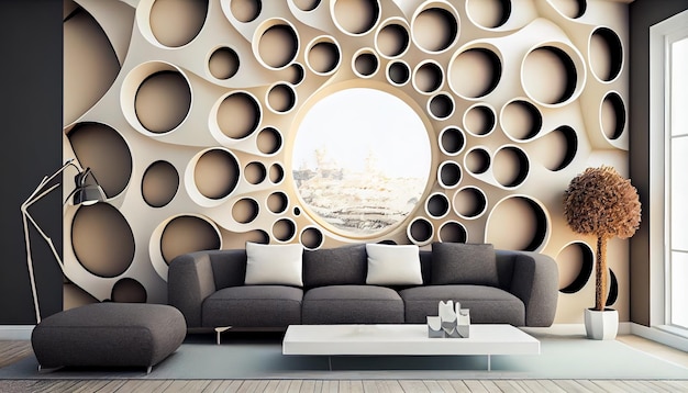 Foto futuristische wohnzimmereinrichtung generative ki generative ki