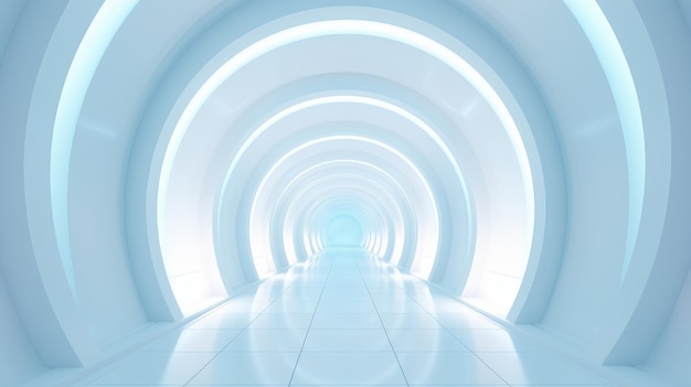 Futuristischer blauer Tunnel mit abstraktem Design