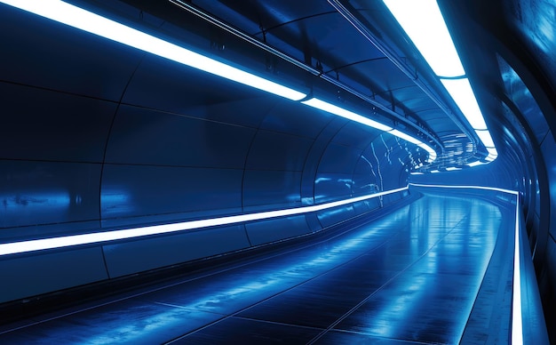 Futuristischer blauer Tunnel mit elegantem, modernem Design