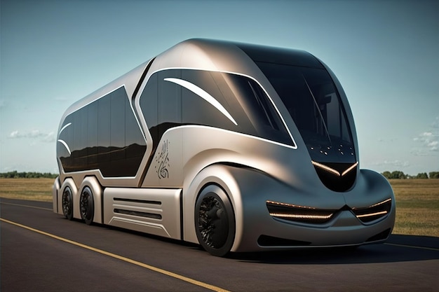 Futuristischer Bus-LKW mit automatischer Zustellung per Autopilot