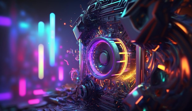 Futuristischer High-Tech-Neon-Hintergrund Generative KI