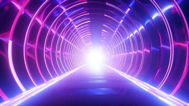 Futuristischer High-Tech-Tunnel mit blinkenden Neonbändern