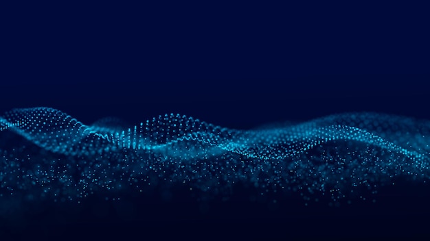 Futuristischer Hintergrund aus Punkten und Linien mit einer dynamischen Welle Big Data 3D-Rendering