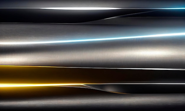 Futuristischer Metalltexturhintergrund Edelstahl Chrom Chrom Silber Aluminium Gold Gold Blau Neonelemente