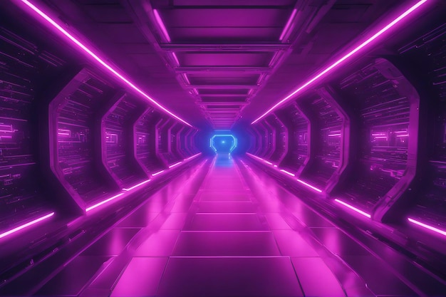 Futuristischer Netzwerk-5G-Technologie-Tunnel-Neon-Punk