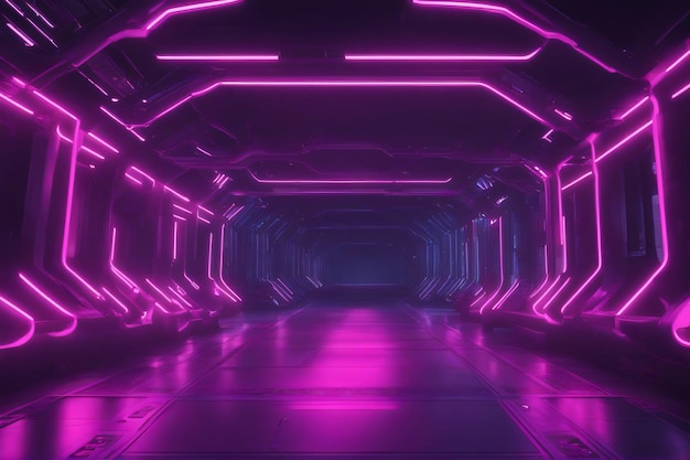 Futuristischer Netzwerk-5G-Technologie-Tunnel-Neon-Punk