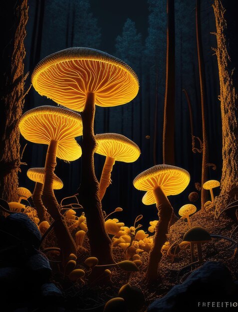 Foto futuristischer pilz im wald