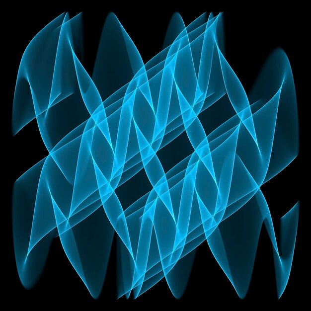 Futuristischer Rauch Neonblaue Farblicht geometrische Linien auf schwarzem Hintergrund