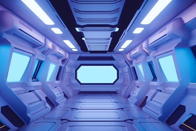 Futuristischer Raumschiffraum Ai generativ