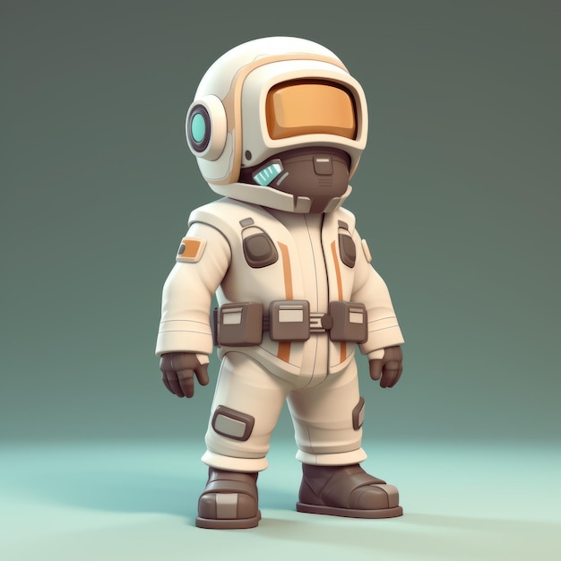 Futuristischer Retro-Kleiner Astronaut im Zbrush-Stil