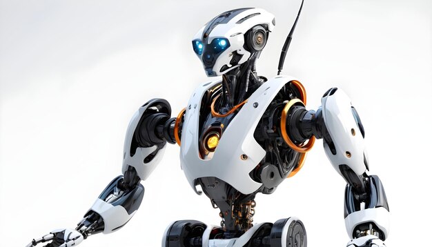 Futuristischer Roboter isoliert auf weißem Hintergrund3d-Rendering