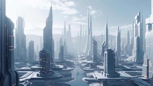 Futuristischer Stadthintergrund Illustration AI GenerativexA