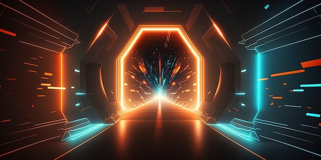 Futuristischer Systemverbindungstechnologie-Hintergrund mit Neonglühen