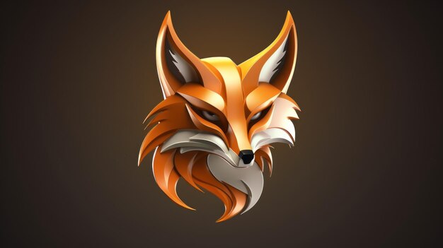 Futuristisches 3D-Fuchs-Maskottchen Logo Hintergrund KI-generiertes Bild