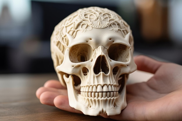 Futuristisches 3D-gedrucktes Schädelkonzept, generative KI