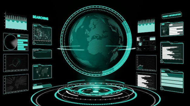 Foto futuristisches benutzeroberflächen-dashboard für big-data-analysen im informationsdiagramm