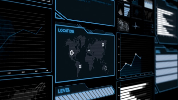 Foto futuristisches benutzeroberflächen-dashboard für die big-data-analyse im informationsdiagramm