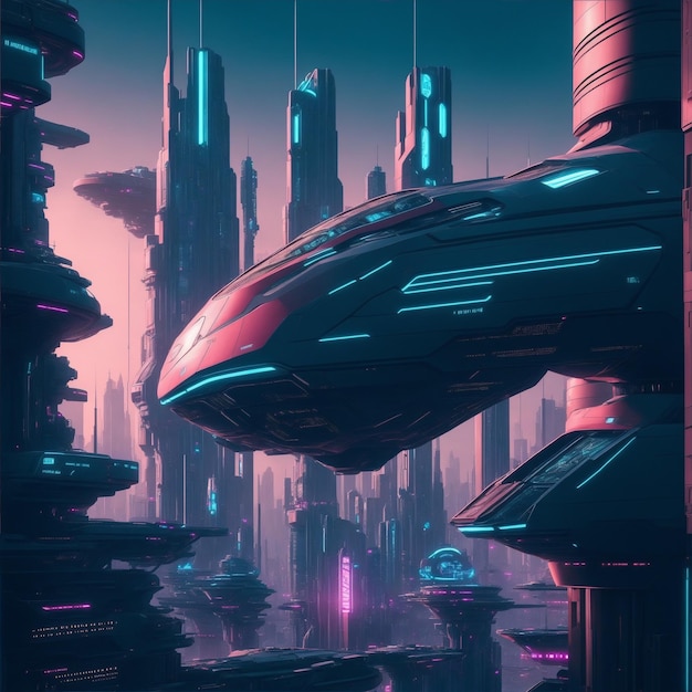 futuristisches Bild 3000er-Jahre-Atmosphäre aktualisierte Stadt