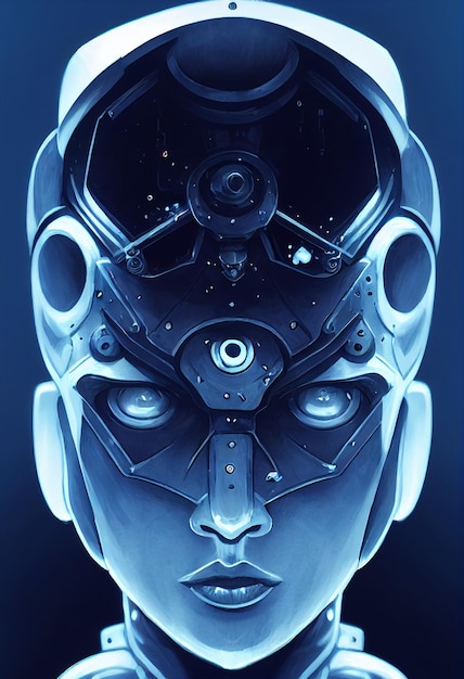 Foto futuristisches cyberpunk-menschen-roboter-porträt