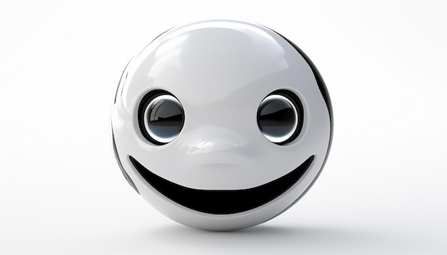 Futuristisches Emoji-Gesicht auf weißem Hintergrund 3D-Rendering Oktan renderen super detailliert