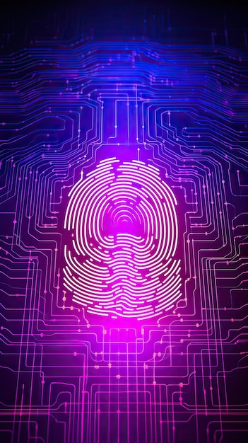 Foto futuristisches fingerabdruck-neon-illustrationsfoto-cyber-sicherheitstechnologiekonzept zum schutz von daten