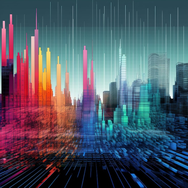 Futuristisches HighTech-Stadtbild mit Dividendendiagramm